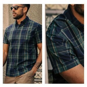 Taylor Stitch Short Sleeve button-down shirt men’s XS The Jack In Green Madras ￼